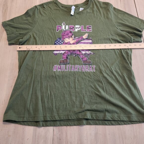 Military Brat T-Shirt Dab Crewneck Olive Green Womens XL #MILITARYBRAT NEW NWT - Picture 10 of 11